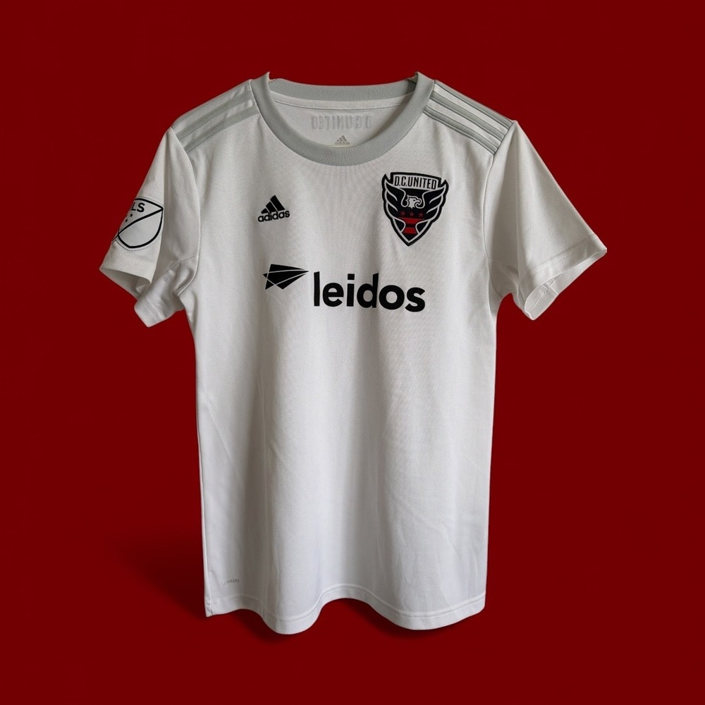 Adidas DC United MLS Soccer Jersey White Climalite Leidos Logo Womens Medium